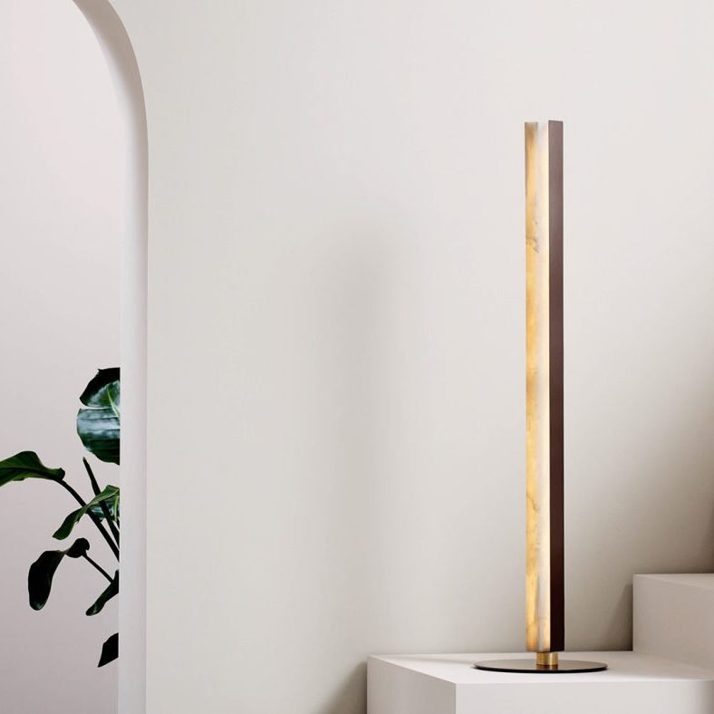 CTO Lighting Artes 1200 Floor Lamp bronze with satin brass details and honed alabaster - 5 amp plug - Araco Interiors