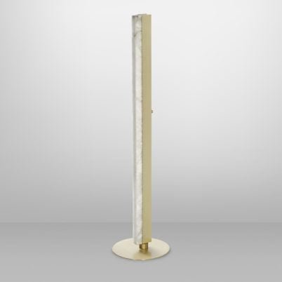 CTO Lighting Artes 1200 Floor Lamp satin brass with satin brass details and honed alabaster - UK plug - Araco Interiors