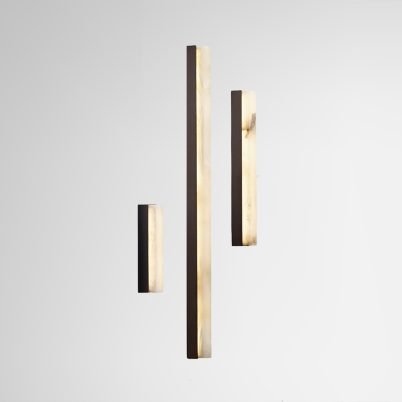 CTO Lighting Artes 300 - IP44 Wall Light bronze with satin brass details and honed alabaster - Araco Interiors