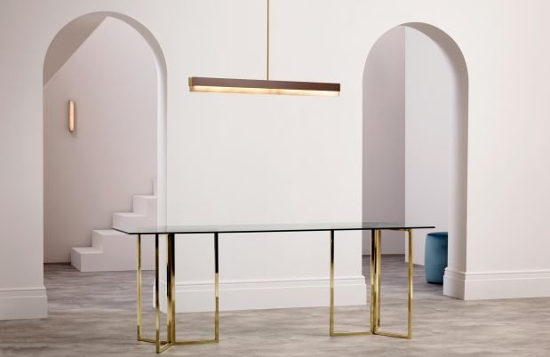 CTO Lighting Artes 600 Pendant Light antique bronze with antique bronze details and honed alabaster - Araco Interiors