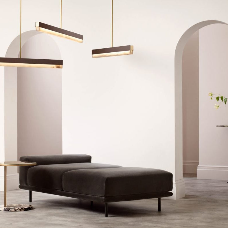 CTO Lighting Artes 600 Pendant Light bronze with bronze details and honed alabaster - Araco Interiors