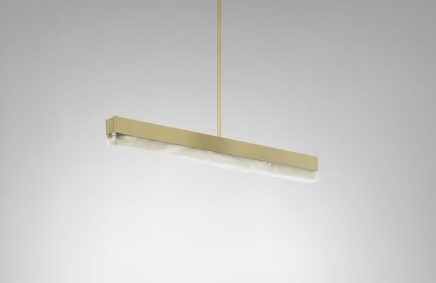 CTO Lighting Artes 600 Pendant Light bronze with satin brass details and honed alabaster - Araco Interiors