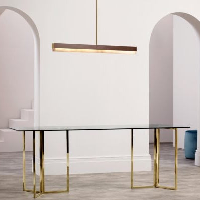 CTO Lighting Artes 900 Pendant Light bronze with satin brass details and honed alabaster - Araco Interiors