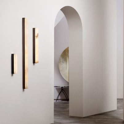 CTO Lighting Artes 900 Wall Light antique bronze with antique bronze details and honed alabaster - Araco Interiors