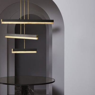 CTO Lighting Artes Collective 600, 900, 1200 - DALI - A Pendant Light bronze with bronze details and honed alabaster - Araco Interiors