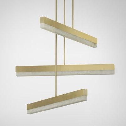 CTO Lighting Artes Collective 600, 900, 1200 - DALI - A Pendant Light satin brass with satin brass details and honed alabaster - Araco Interiors