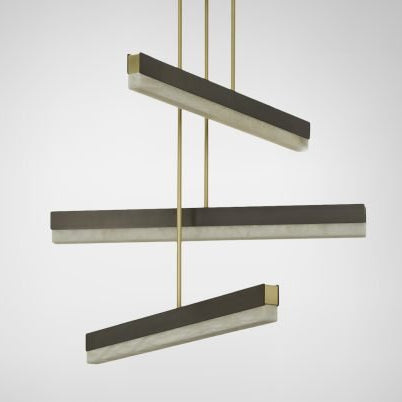 CTO Lighting Artes Collective 600, 900, 1200 Pendant Light bronze with satin brass details and honed alabaster - Araco Interiors