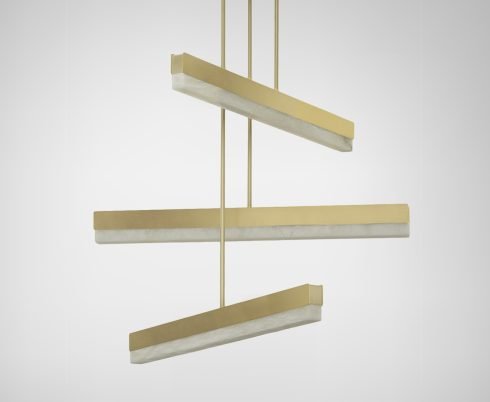CTO Lighting Artes Collective 900 Pendant Light satin brass with satin brass details and honed alabaster - Araco Interiors