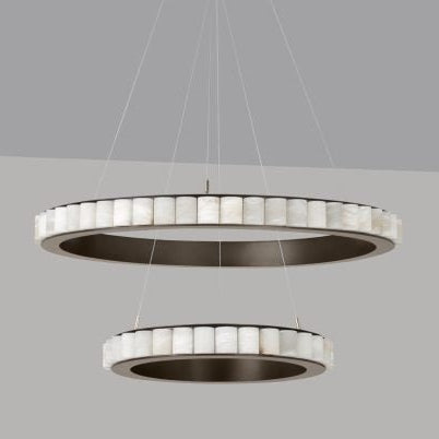 CTO Lighting Avalon Halo - Ceiling Mounting Plate Chandelier bronze finish with honed alabaster - Araco Interiors