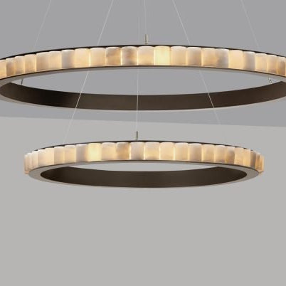 CTO Lighting Avalon Halo X - Large - Ceiling Mounting Plate - DALI - A Chandelier bronze with honed alabaster - Araco Interiors