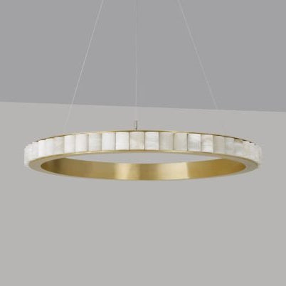 CTO Lighting Avalon Large - Ceiling Mounting Plate Chandelier satin brass with honed alabaster - Araco Interiors