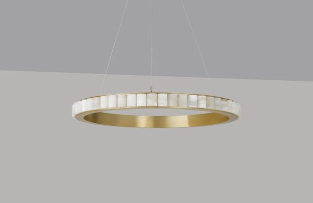 CTO Lighting Avalon Large - Ceiling Mounting Plate Chandelier satin brass with honed alabaster - Araco Interiors