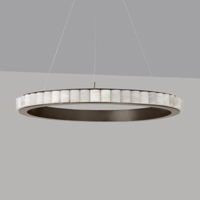 CTO Lighting Avalon Large - Ceiling Rose Chandelier bronze finish with honed alabaster - Araco Interiors