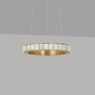 CTO Lighting Avalon Medium - Ceiling Mounting Plate Chandelier satin brass with honed alabaster - Araco Interiors