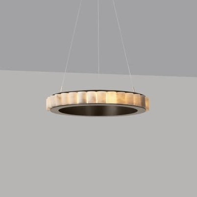 CTO Lighting Avalon Medium - Ceiling Rose Chandelier bronze finish with honed alabaster - Araco Interiors