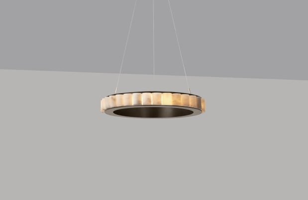 CTO Lighting Avalon Medium - Ceiling Rose Chandelier bronze finish with honed alabaster - Araco Interiors