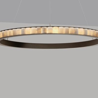 CTO Lighting Avalon Medium - Ceiling Rose Chandelier satin brass with honed alabaster - Araco Interiors
