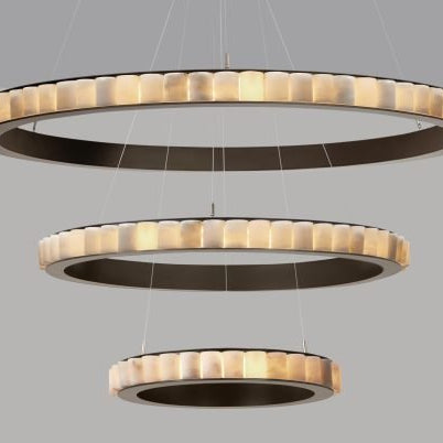 CTO Lighting Avalon Triple - Ceiling Rose - DALI - A Chandelier bronze with honed alabaster - Araco Interiors