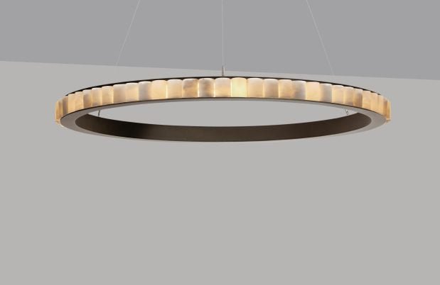 CTO Lighting Avalon X - Large - Ceiling Mounting Plate - DALI - A Chandelier bronze with honed alabaster - Araco Interiors