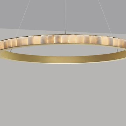 CTO Lighting Avalon X - Large - Ceiling Mounting Plate - DALI - A Chandelier satin brass with honed alabaster - Araco Interiors