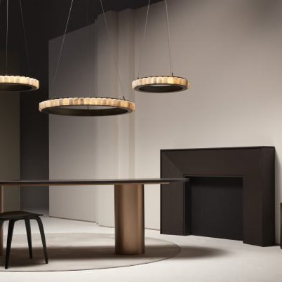 CTO Lighting Avalon X - Large - Ceiling Rose Chandelier bronze finish with honed alabaster - Araco Interiors