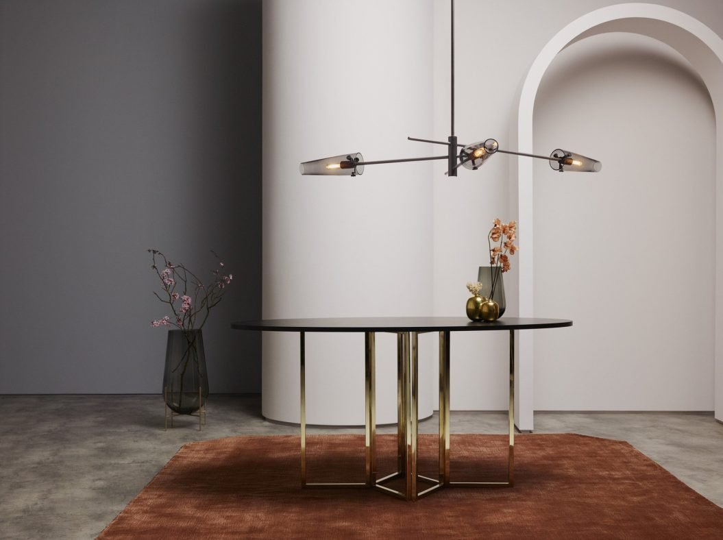 CTO Lighting Axis Large Pendant Light bronze with smoked glass - Araco Interiors