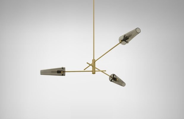 CTO Lighting Axis Small - DALI - B Pendant Light satin brass with smoked glass - Araco Interiors