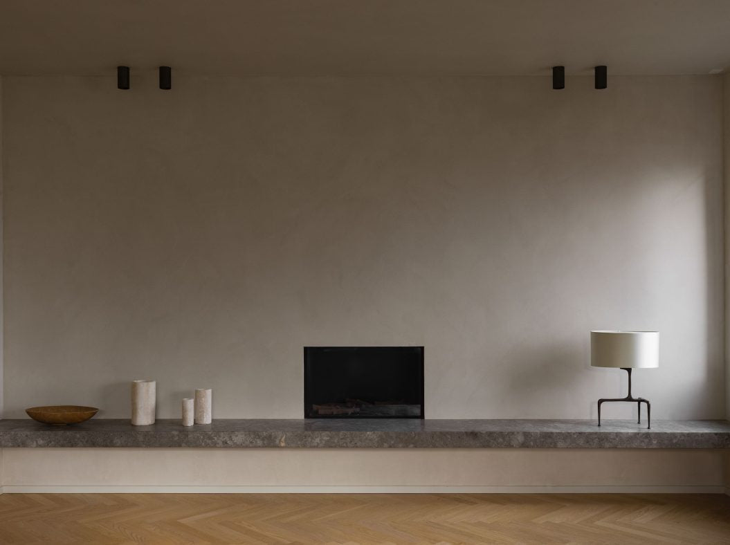 CTO Lighting Braque Table Lamp antique bronze base with dove grey shade 5 amp plug - Araco Interiors