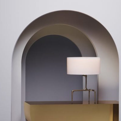 CTO Lighting Braque Table Lamp antique bronze base with dove grey shade UK plug - Araco Interiors