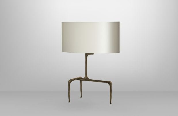 CTO Lighting Braque Table Lamp bronze base with dove grey shade UK plug - Araco Interiors