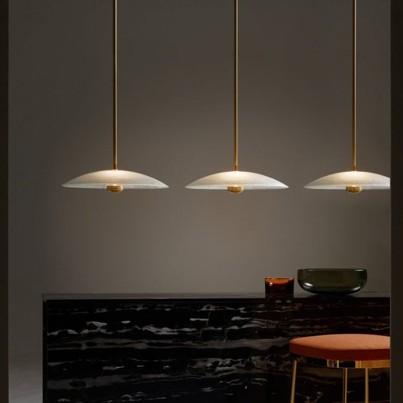 CTO Lighting Cielo Large DALI - A Pendant Light satin brass with fritted glass - Araco Interiors