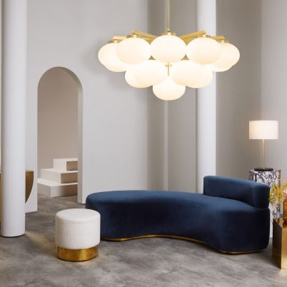 CTO Lighting Cloudesley Large Chandelier satin brass with matt opal glass - Araco Interiors