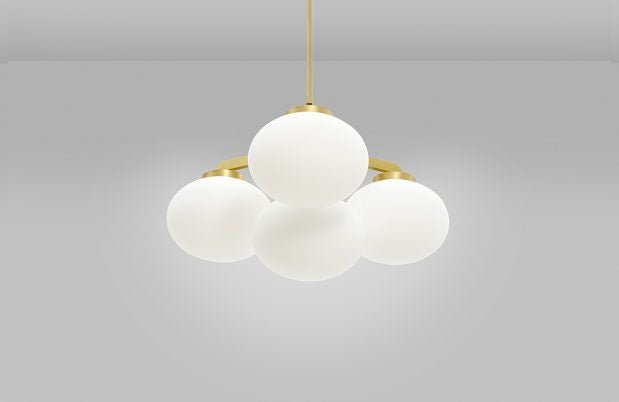 CTO Lighting Cloudesley Small - DALI - A Chandelier satin brass with matt opal glass - Araco Interiors