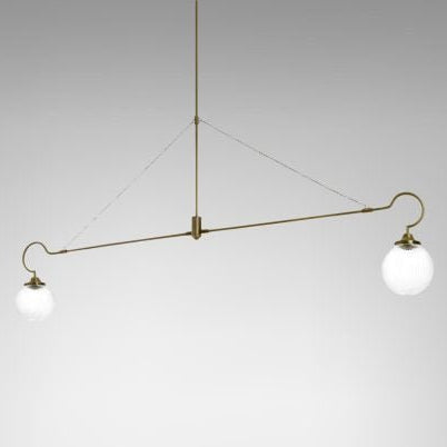 CTO Lighting Floren 2 Arm - DALI - B Pendant Light antique brass and ribbed glass - Araco Interiors