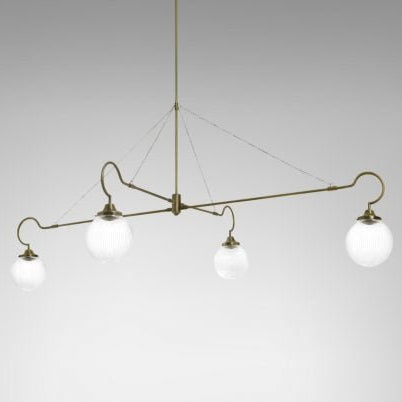 CTO Lighting Floren 4 Arm - DALI - A Pendant Light antique brass and ribbed glass - Araco Interiors