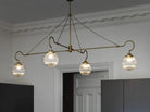 CTO Lighting Floren 4 Arm Pendant Light antique brass and ribbed glass - Araco Interiors