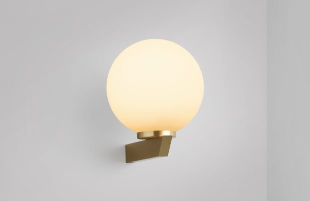 CTO Lighting Gaia - Flush Wall Light satin brass with matt opal glass - Araco Interiors