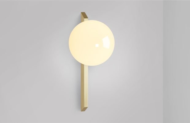 CTO Lighting Gaia - Tall - Flush - DALI - A Wall Light satin brass with shiny opal glass - Araco Interiors