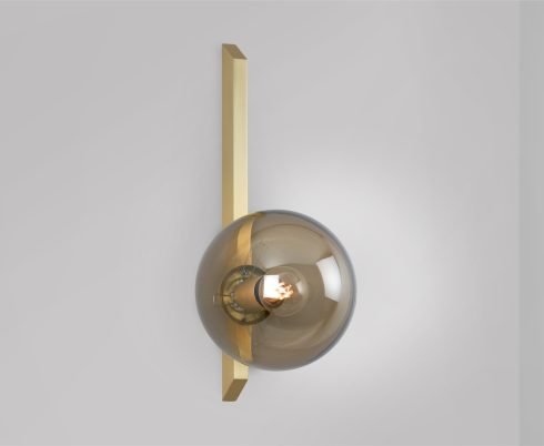 CTO Lighting Gaia - Tall - Plate - DALI - A Wall Light satin brass with smoked glass - Araco Interiors