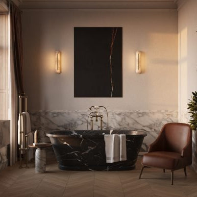 CTO Lighting Hepworth - DALI - A Wall Light polished nickel with honed alabaster - Araco Interiors