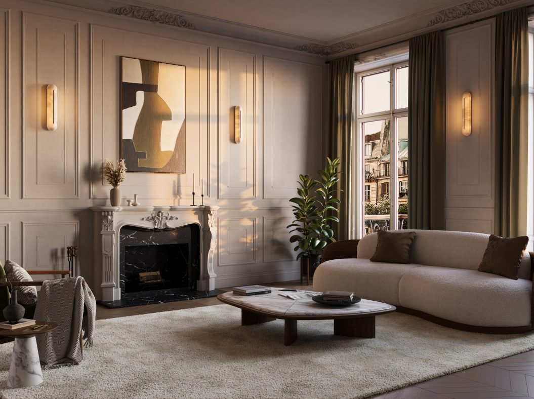 CTO Lighting Hepworth - IP44 Wall Light antique bronze with honed alabaster - Araco Interiors