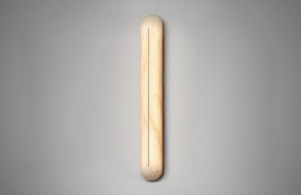 CTO Lighting Hepworth Tall - IP44 Wall Light polished nickel with honed alabaster - Araco Interiors