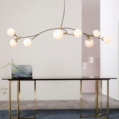 CTO Lighting Ivy - 8 - DALI - A Pendant Light bronze with satin brass details and shiny opal glass - Araco Interiors