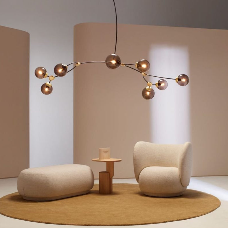 CTO Lighting Ivy - 8 Pendant Light bronze with satin brass details and smoked glass - Araco Interiors