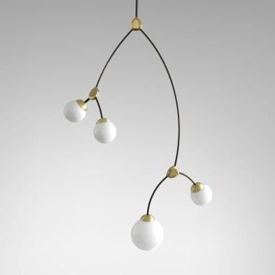CTO Lighting Ivy - Vertical 4 - DALI - B Pendant Light bronze with satin brass details and shiny opal glass - Araco Interiors