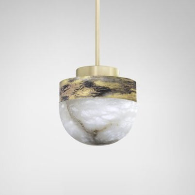 CTO Lighting Lucid 200 - DALI - A Pendant Light silvered oxidised brass with honed alabaster Supplied with 1000mm drop rod ( - Araco Interiors