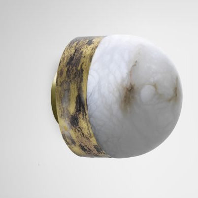 CTO Lighting Lucid 200 - Flush - DALI - A Wall Light silvered oxidised brass with honed alabaster - Araco Interiors