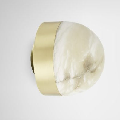 CTO Lighting Lucid 200 - Flush Wall Light satin brass with honed alabaster - Araco Interiors