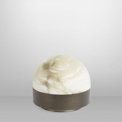 CTO Lighting Lucid 200 Table Lamp antique bronze with honed alabaster 5 amp plug - Araco Interiors