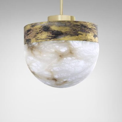 CTO Lighting Lucid 300 - DALI - A Pendant Light silvered oxidised brass with honed alabaster - Araco Interiors